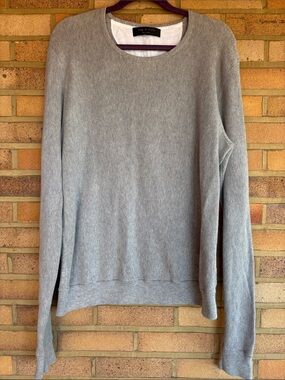 rag & bone 100% Cotton Long Sleeve Light Gray Crewneck Sweater